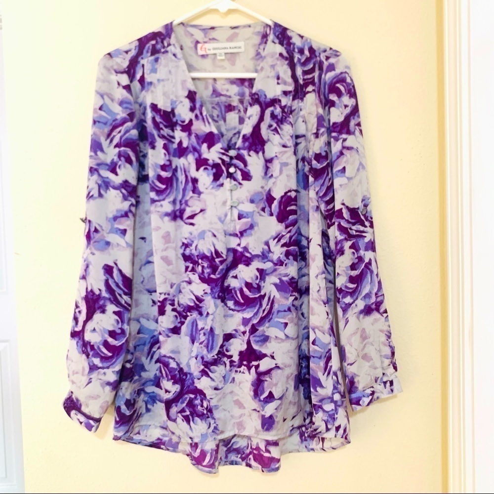 NEW•G BY GIULIANA purple floral blouse size XS